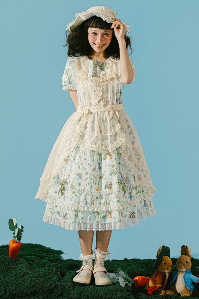 Summer Fairy Peter Rabbit Lolita Blouse Apron and Cape