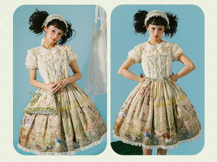 Summer Fairy Peter Rabbit Printed Tiered Lolita JSK