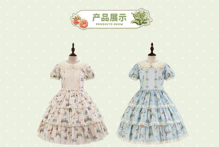 Summer Fairy Peter Rabbit Printed Tiered Lolita Cotton OP