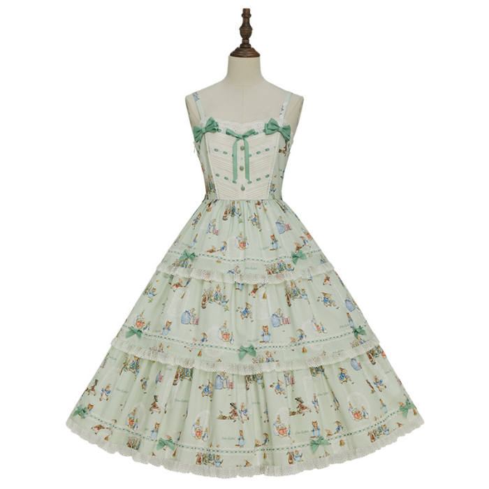 Summer Fairy Peter Rabbit Printed Tiered Lolita JSK