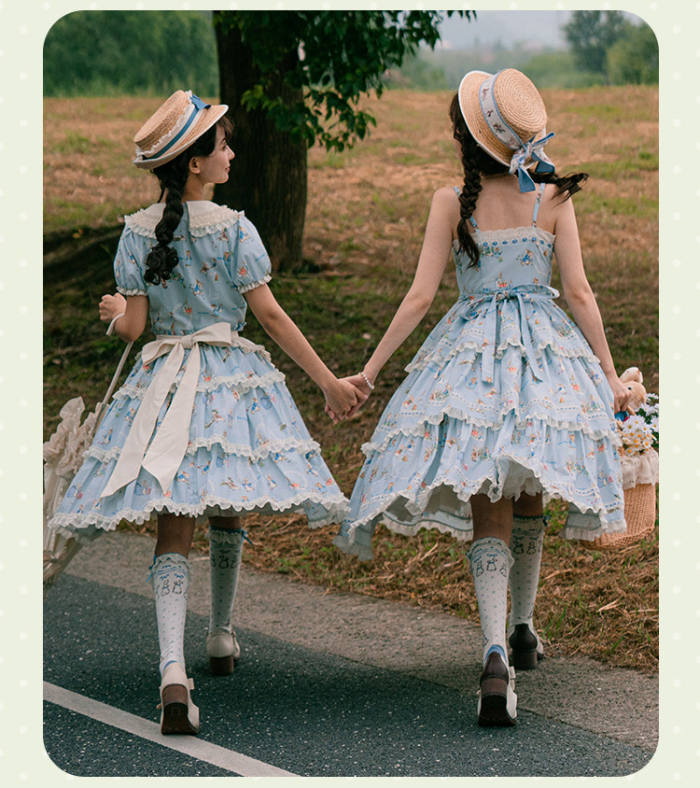Summer Fairy Peter Rabbit Printed Tiered Lolita JSK