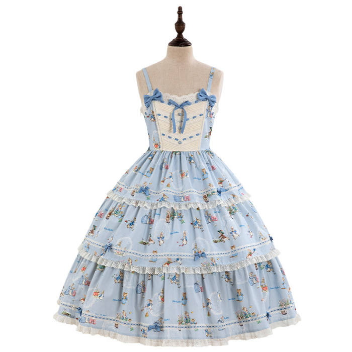 Summer Fairy Peter Rabbit Printed Tiered Lolita JSK
