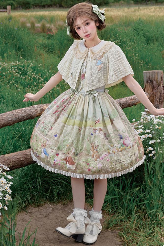 Summer Fairy Peter Rabbit Lolita Blouse Apron and Cape