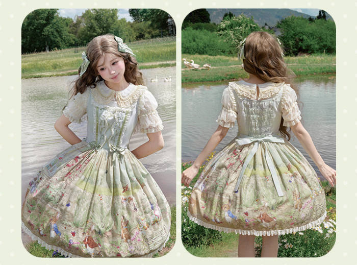 Summer Fairy Peter Rabbit Printed Tiered Lolita JSK