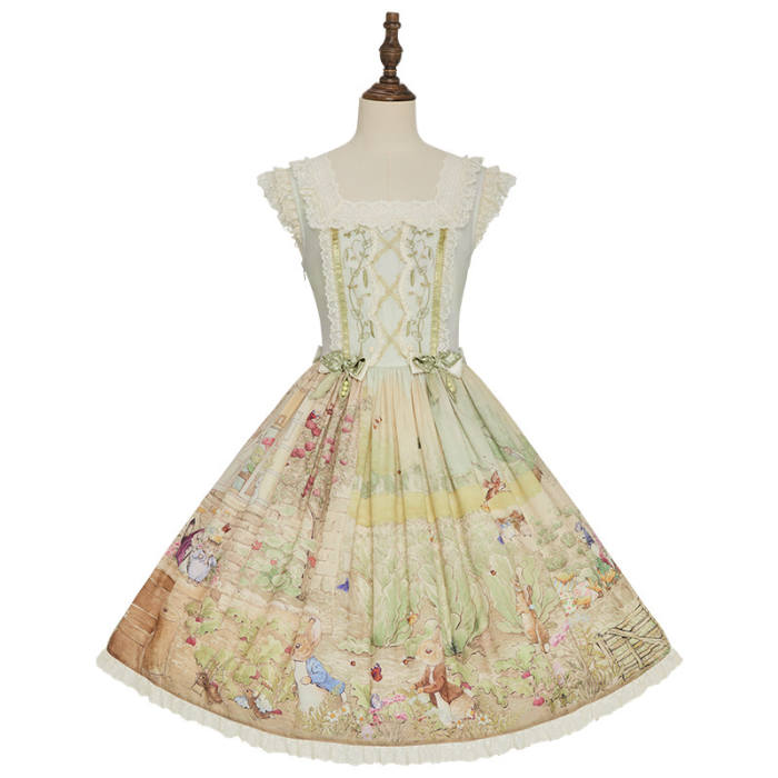 Summer Fairy Peter Rabbit Printed Tiered Lolita JSK