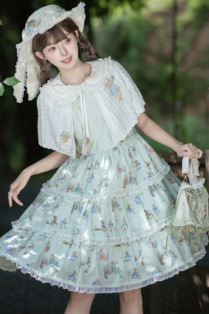 Summer Fairy Peter Rabbit Lolita Blouse Apron and Cape