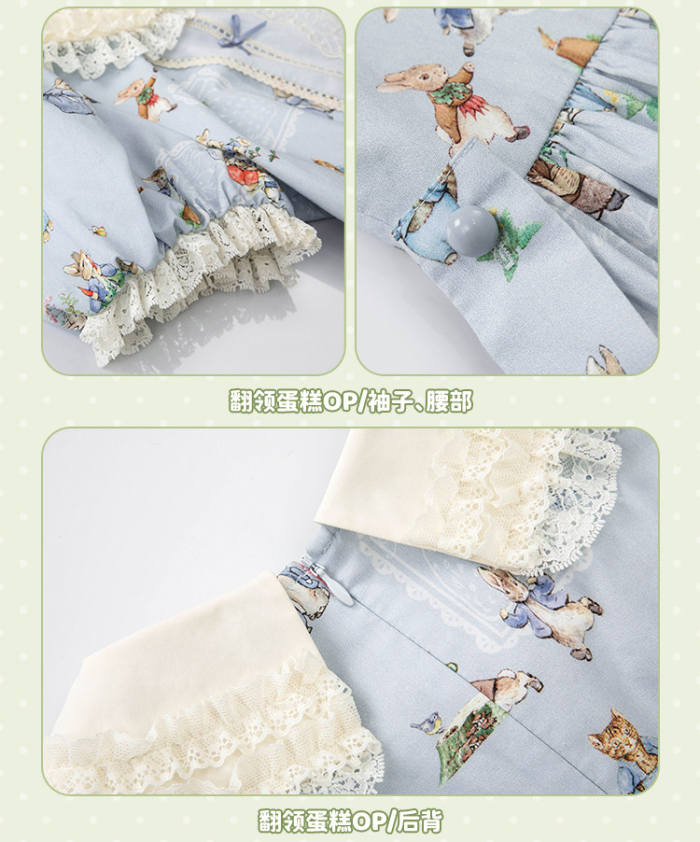 Summer Fairy Peter Rabbit Printed Tiered Lolita Cotton OP