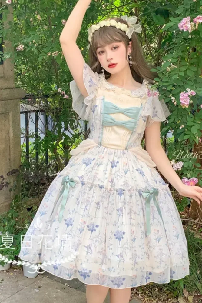 Withpuji Summer Flower Wall Lolita Dress