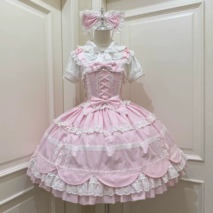 Cream Petal Cotton Lolita Dress and Set-in Sleeves