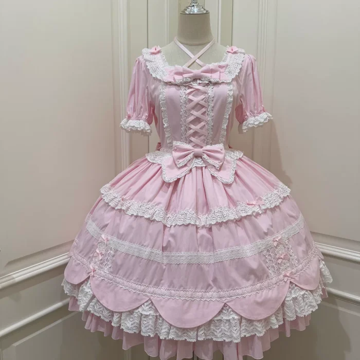 Cream Petal Cotton Lolita Dress and Set-in Sleeves