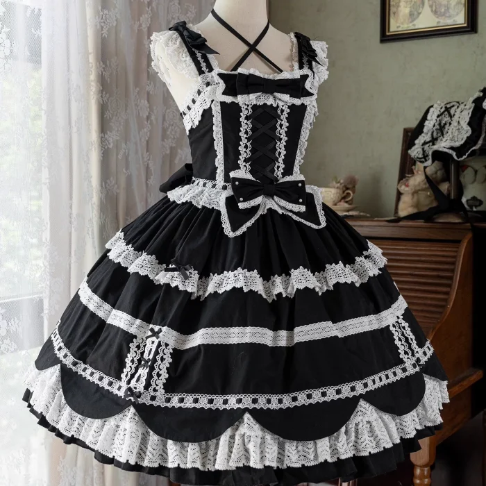 Cream Petal Cotton Lolita Dress and Set-in Sleeves