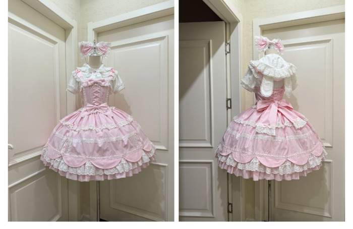 Cream Petal Cotton Lolita Dress and Set-in Sleeves