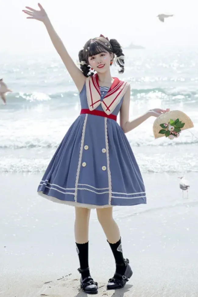 Ying Luo Fu Blue Poem Sweet College Style Lolita JSK -Pre-order