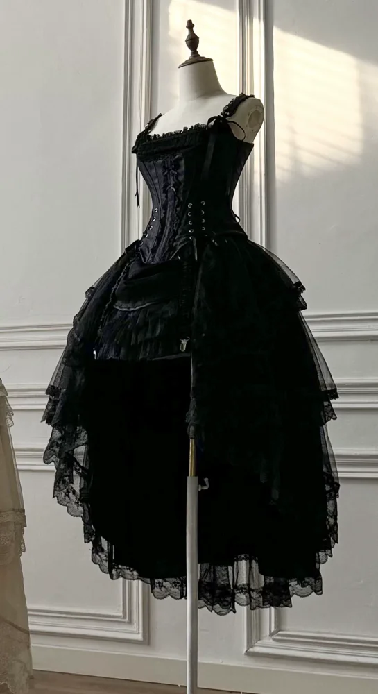 Caramel Antique Lamp Shadow Lolita Skirt and Fishbone Top