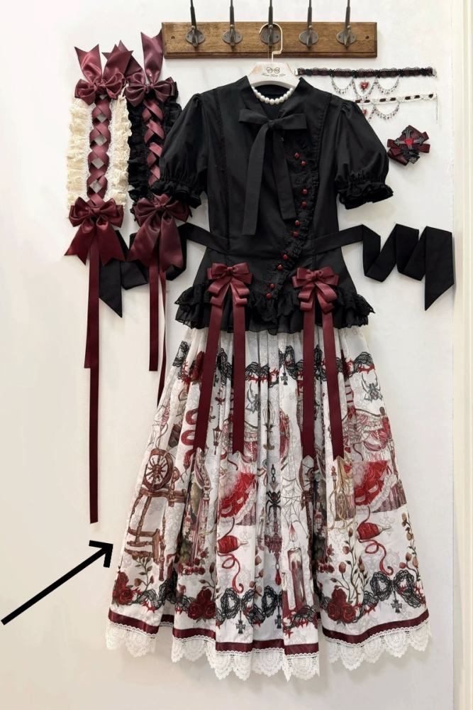 Forest Fairy Tale Sleeping Beauty Gothic Lolita Prints OP SK and Blouse