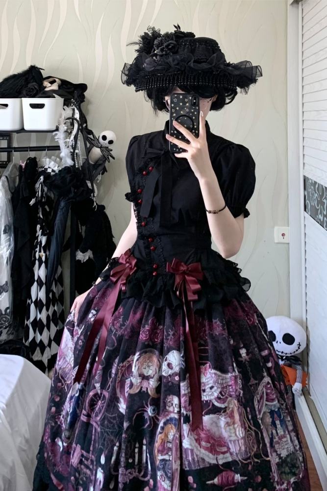 Forest Fairy Tale Sleeping Beauty Gothic Lolita Prints OP SK and Blouse