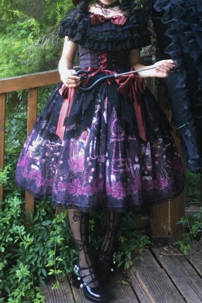Forest Fairy Tale Sleeping Beauty Gothic Lolita Prints OP SK and Blouse