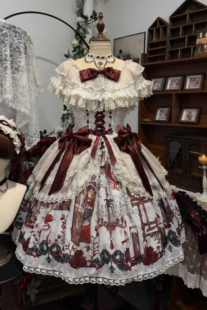 Forest Fairy Tale Sleeping Beauty Gothic Lolita Prints OP SK and Blouse