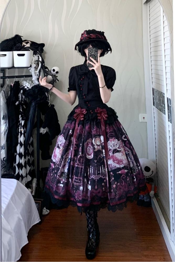 Forest Fairy Tale Sleeping Beauty Gothic Lolita Prints OP SK and Blouse