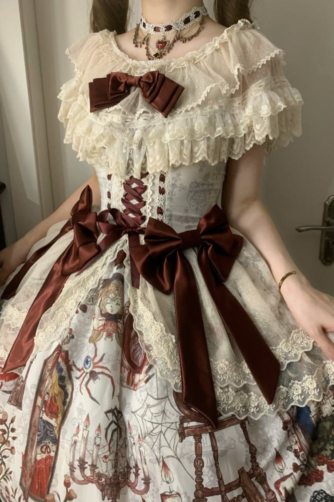 Forest Fairy Tale Sleeping Beauty Gothic Lolita Prints OP SK and Blouse