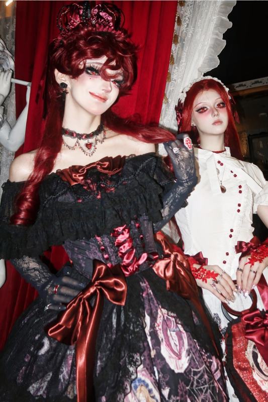 Forest Fairy Tale Sleeping Beauty Gothic Lolita Prints OP SK and Blouse