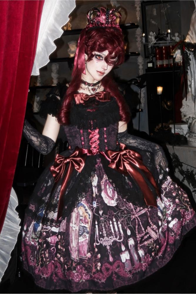 Forest Fairy Tale Sleeping Beauty Gothic Lolita Prints OP SK and Blouse