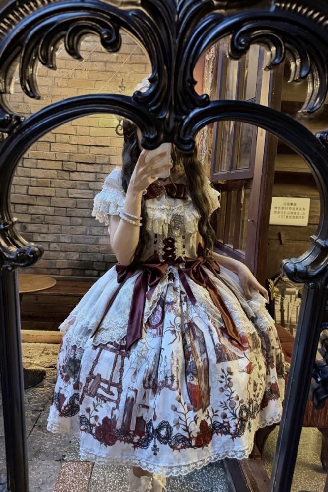 Forest Fairy Tale Sleeping Beauty Gothic Lolita Prints OP SK and Blouse