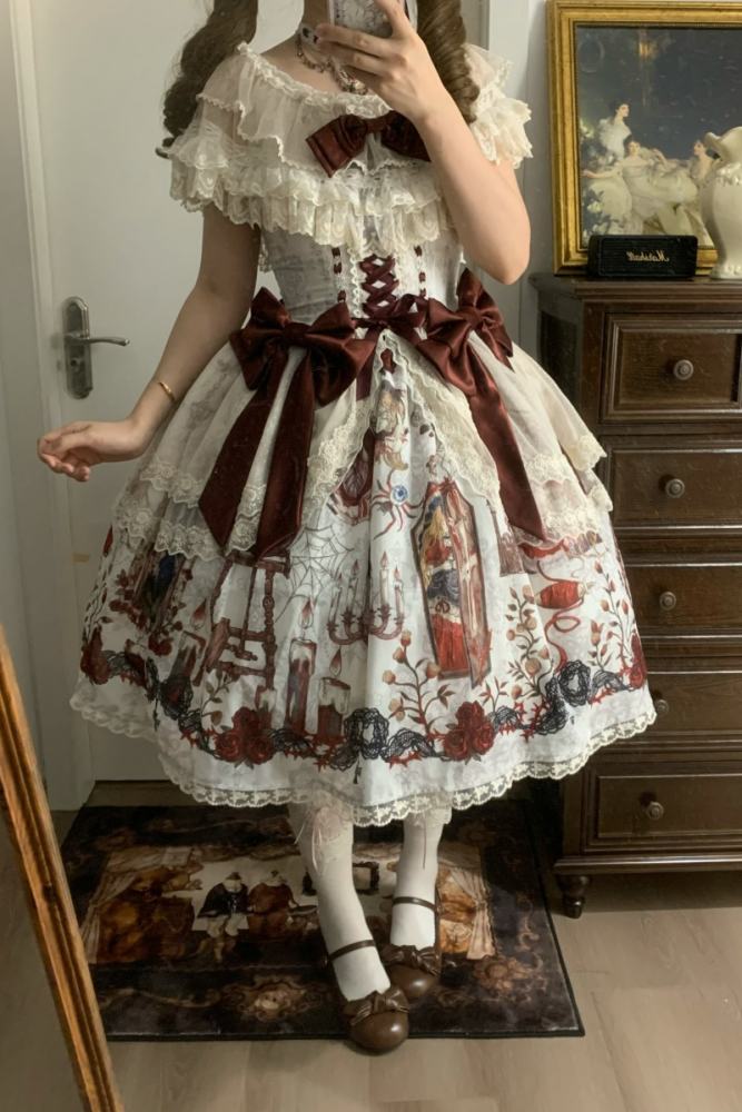 Forest Fairy Tale Sleeping Beauty Gothic Lolita Prints OP SK and Blouse