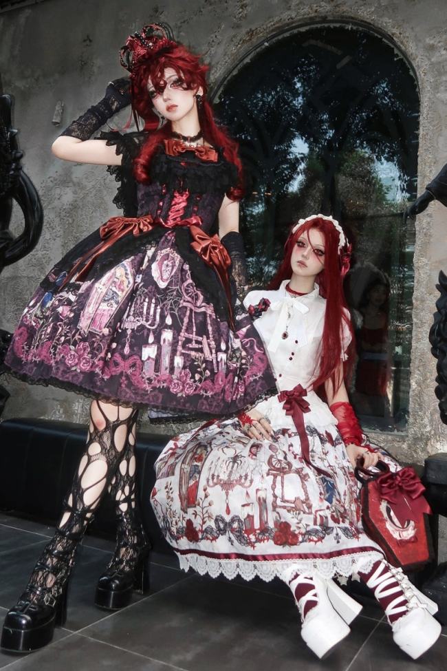Forest Fairy Tale Sleeping Beauty Gothic Lolita Prints OP SK and Blouse