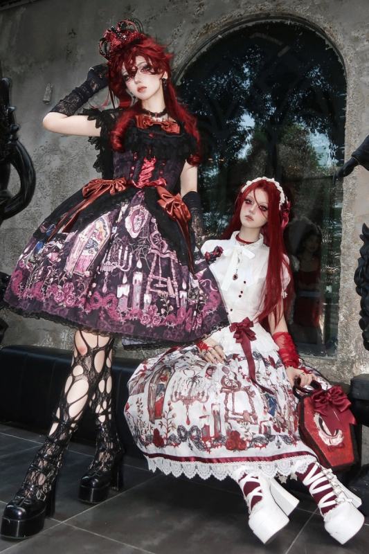 Forest Fairy Tale Sleeping Beauty Gothic Lolita Prints OP SK and Blouse