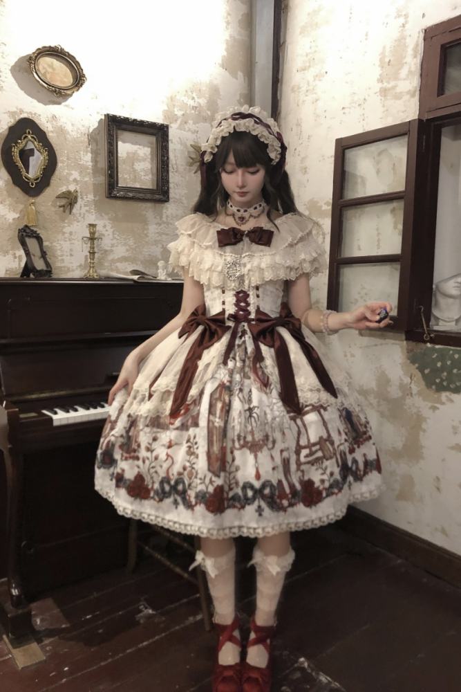 Forest Fairy Tale Sleeping Beauty Gothic Lolita Prints OP SK and Blouse