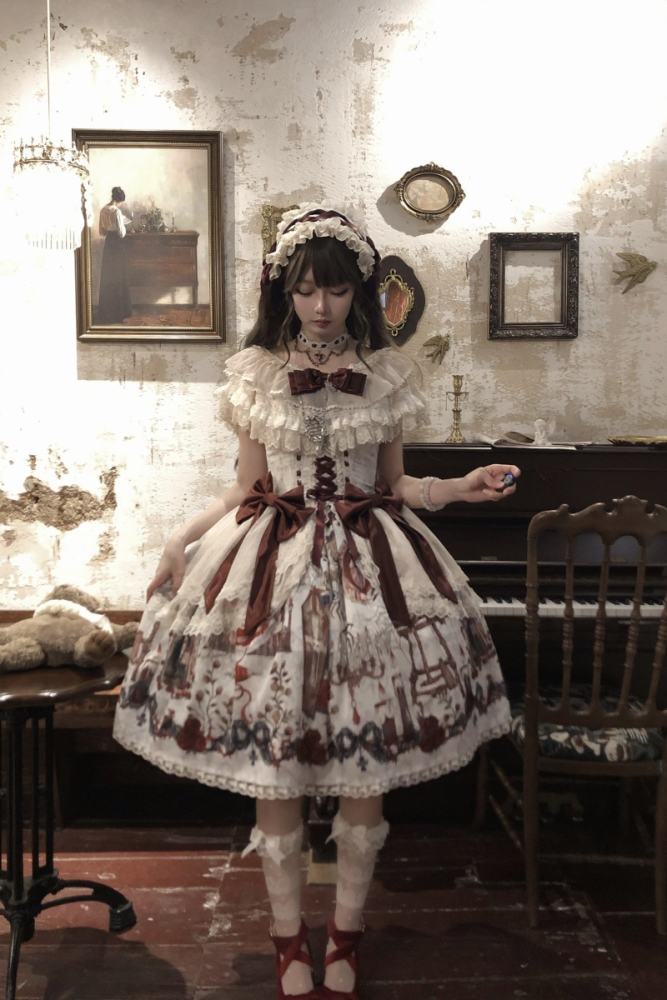 Forest Fairy Tale Sleeping Beauty Gothic Lolita Prints OP SK and Blouse