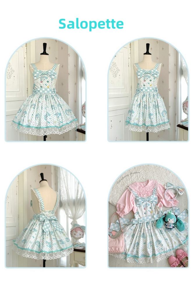 Hatsune Miku Co-branded Sweet Lolita Salopette and Jumper Skirt