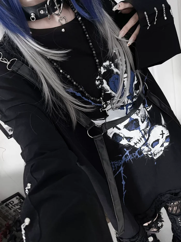 Tricuspid C The Soul Patchwork Jirai Kei Kuro Shiro T-shirt