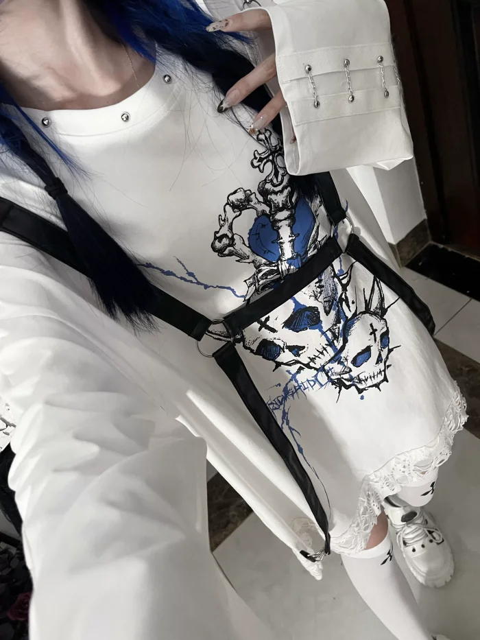 Tricuspid C The Soul Patchwork Jirai Kei Kuro Shiro T-shirt