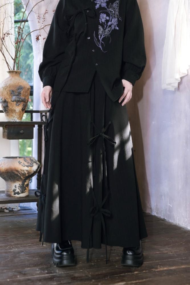 Dark Iris Jirai Kei Irregular Blouse and Bud Skirt