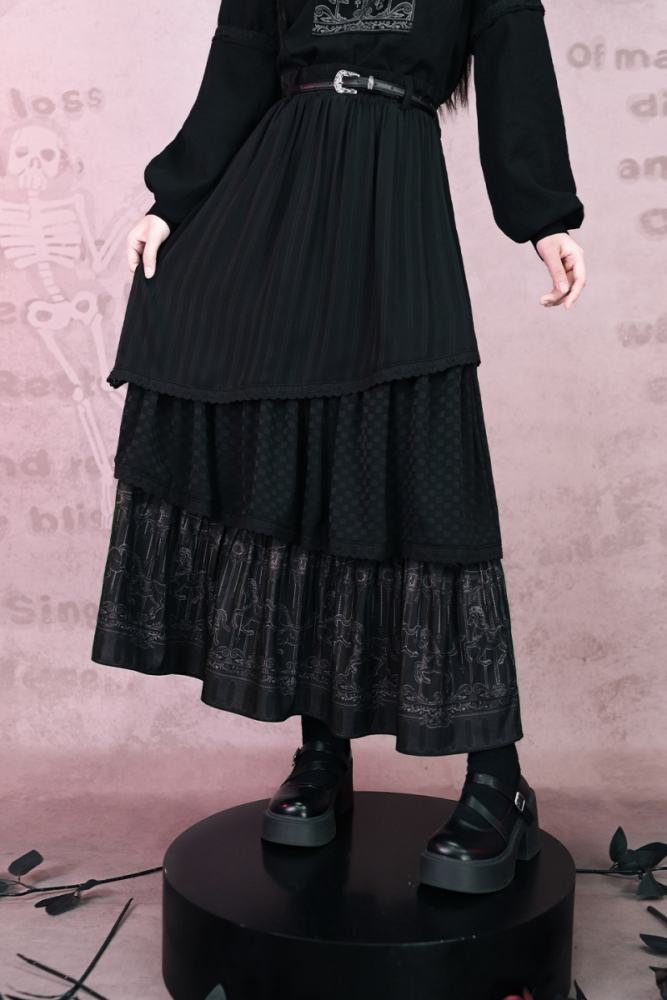 Rotating Paradise Jirai Kei Print Top and Maxi Skirt