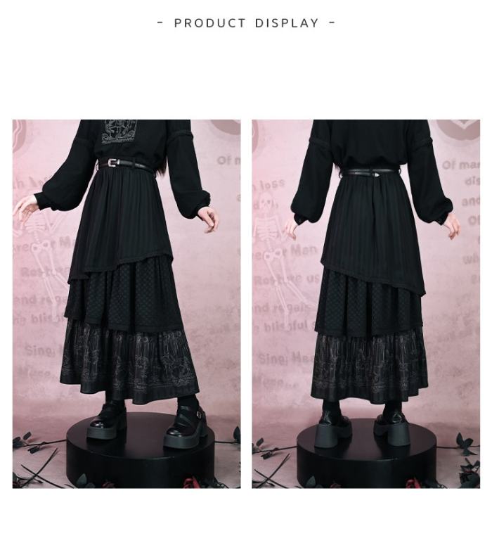 Rotating Paradise Jirai Kei Print Top and Maxi Skirt