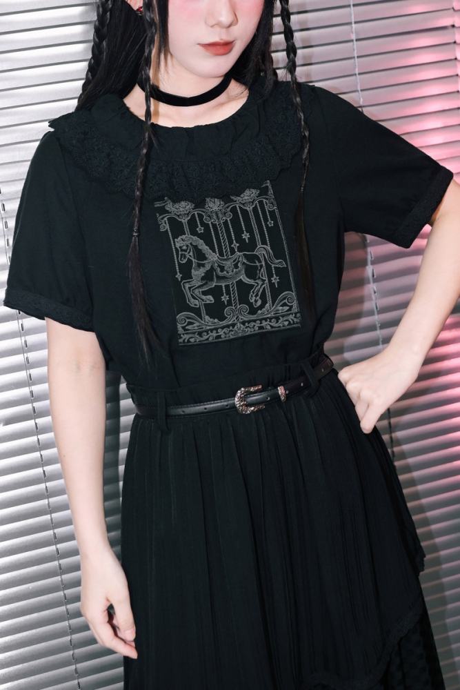 Rotating Paradise Jirai Kei Print Top and Maxi Skirt
