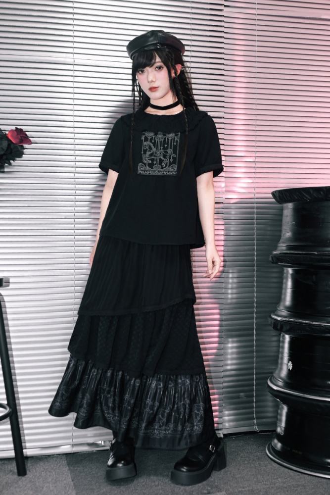 Rotating Paradise Jirai Kei Print Top and Maxi Skirt