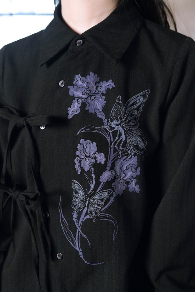 Dark Iris Jirai Kei Irregular Blouse and Bud Skirt