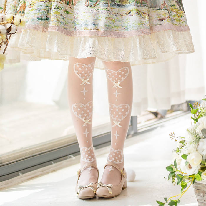 Sweet Heartbeat Glass Silk Lolita Socks