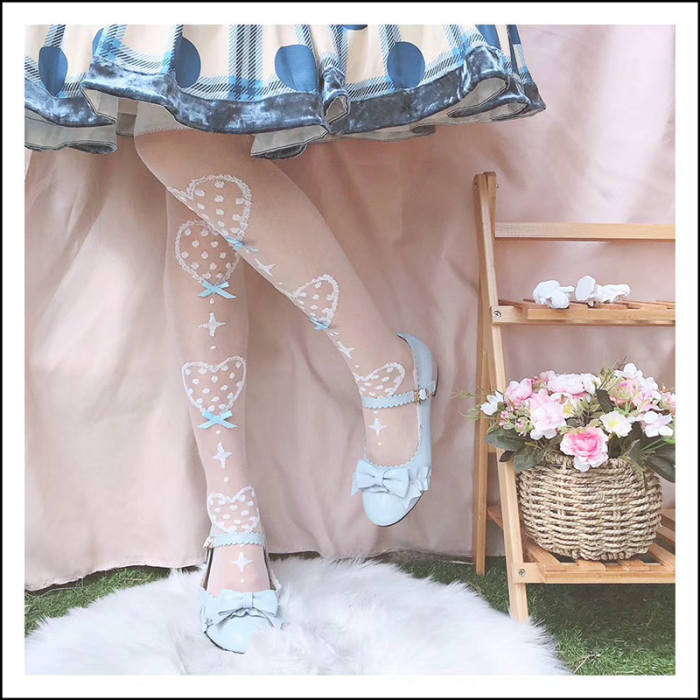 Sweet Heartbeat Glass Silk Lolita Socks