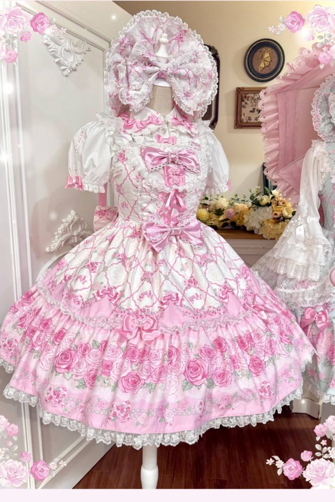 Summer of 2026 Flower Wall Old School Lolita JSK and Blouse