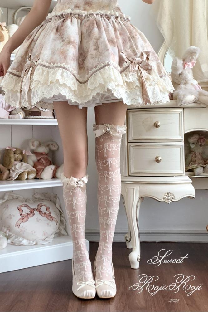 Roji Gemstone Necklace Lolita Summer Above Knee-high Socks