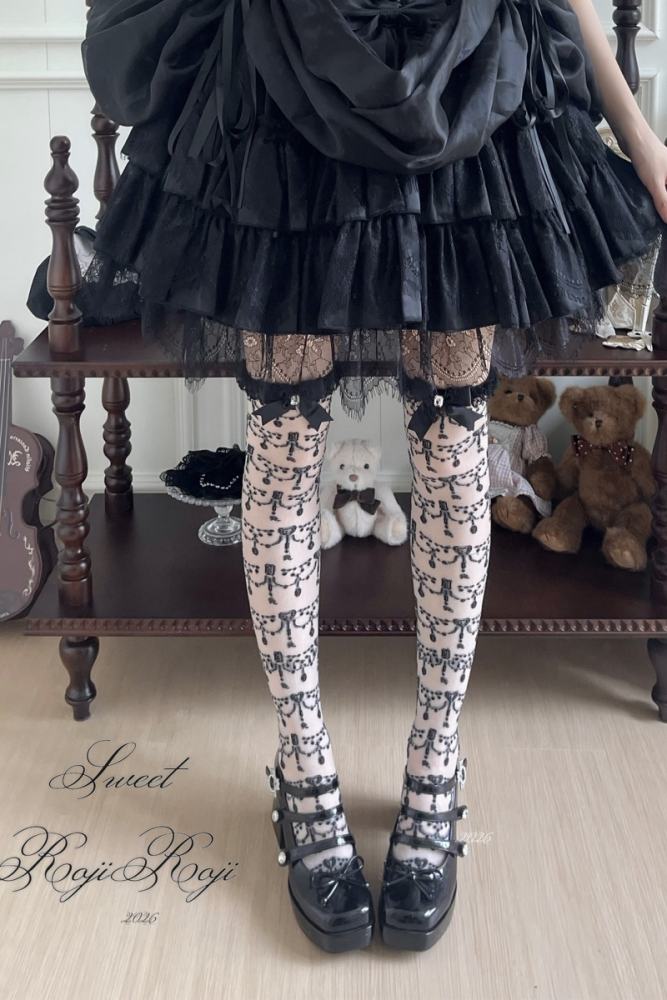 Roji Gemstone Necklace Lolita Summer Above Knee-high Socks