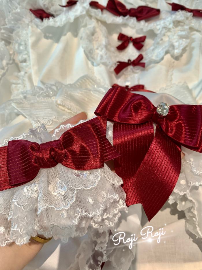Roji Strawberry Angel Lace Bow Lolita Wristcuffs