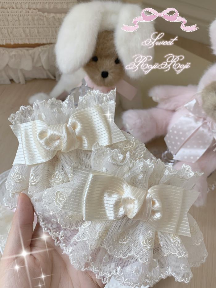 Roji Strawberry Angel Lace Bow Lolita Wristcuffs