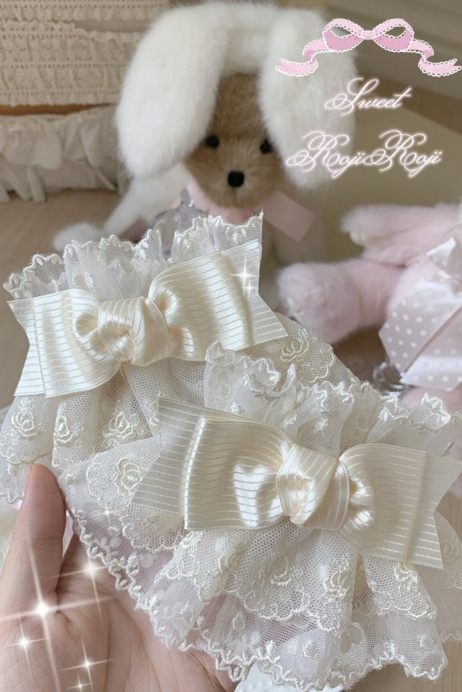 Roji Strawberry Angel Lace Bow Lolita Wristcuffs