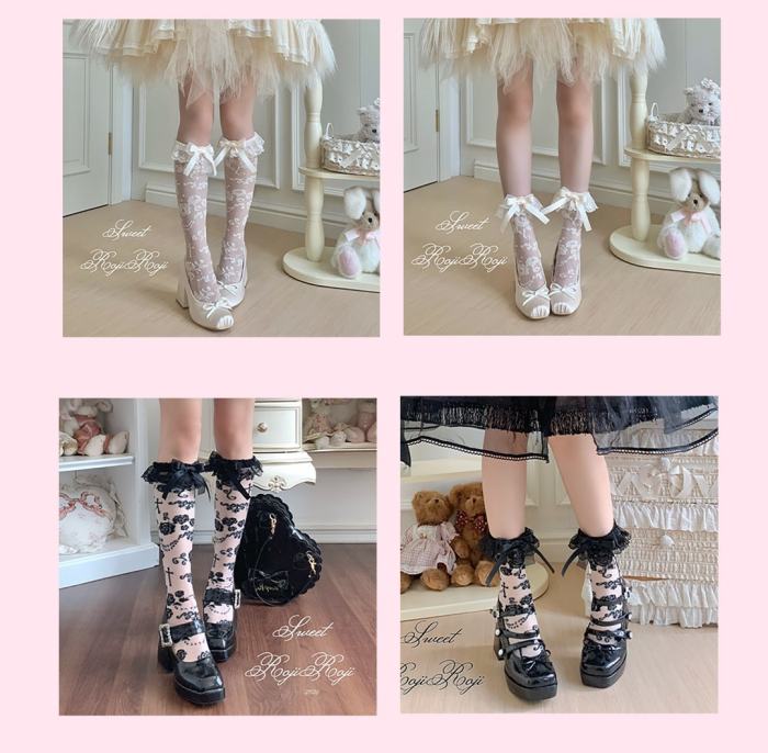 Roji Wrapping Roses Summer Lolita Short Socks